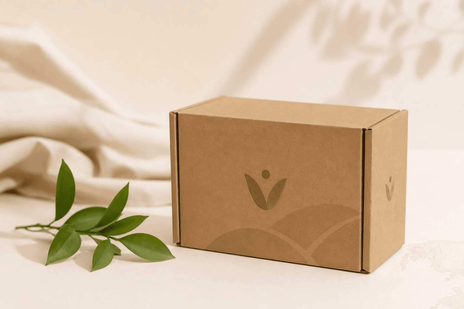 WellVista shipping box with botanical accent